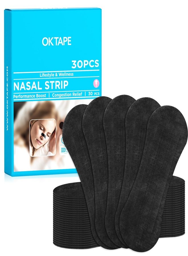 OK TAPE Nose Strips for Breathing and Snoring, 30Pcs Black, Nasal Strips for Snoring and Running, Performance Boost Snoring Solution, Help Relief Nasal Congestion and Reduce Snoring - Image 1